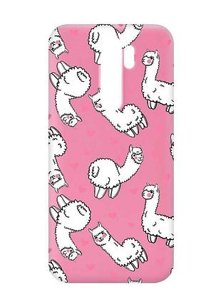 Матовый розовый чехол на xiaomi redmi note 8 pro ламы (принт 95)