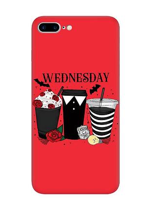 Матовий червоний чохол на iphone 7 plus/8 plus :: коктейлі. венздей (принт 216)