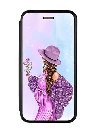 Чохол-книжка з малюнком для xiaomi redmi note 8t чорний; в очікуванні дівчинки (принт 223)