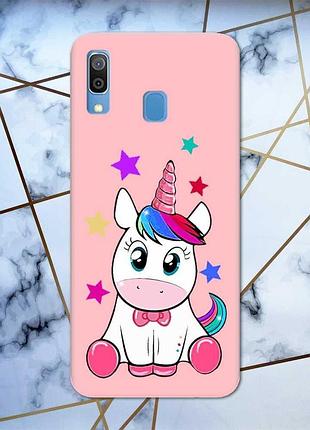 Матовий рожевий чохол на samsung galaxy а30 (2019) / а20 (2019) дизайн єдиноріг принт 102