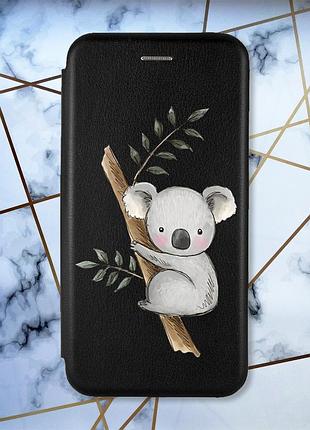 Чехол-книжка с рисунком для xiaomi redmi note 4 / note 4x черный :: коала (принт 132)