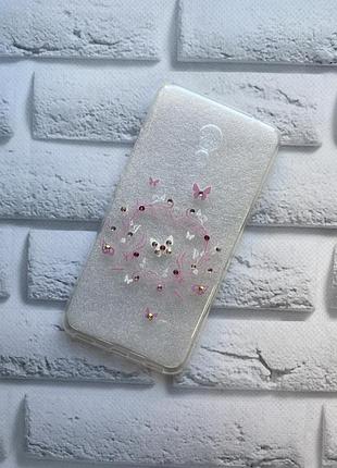 Силіконовий прозорий чохол з камінням meizu m5c :: серце