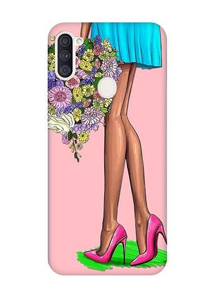 Матовый розовый чехол на samsung galaxy a11 :: цветочное настроение (принт 226)