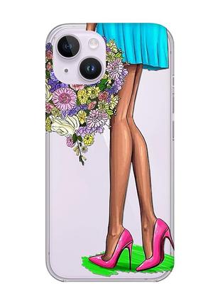 Прозрачный чехол с защитой камеры на iphone 14 :: цветочное настроение (принт 226)