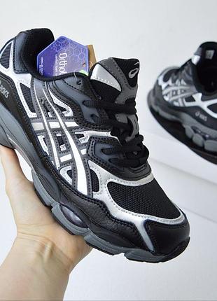 Мужские кроссовки asics gel-nyc black grey ассикс черного с серым цветами