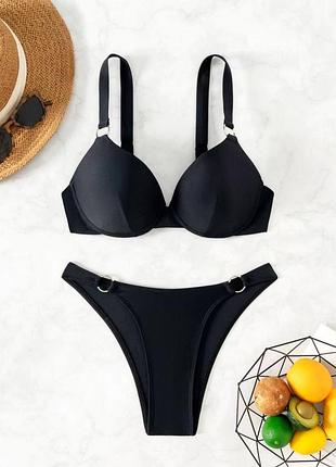 Розкішний чорний базовий купальник розміри с м л