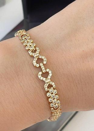 Браслет медсплав медзолото, фианиты камешки