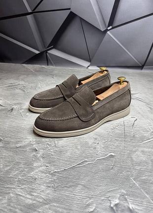 Лоферы мужские натуральная замша, мужские замшевые туфли 2502