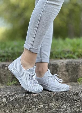 Жіночі мокасини сірі текстильні на літо