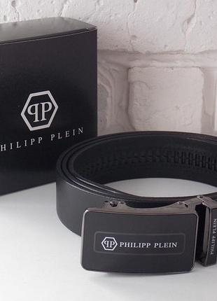 Кожаный мужской ремень с пряжкой автомат philipp plein