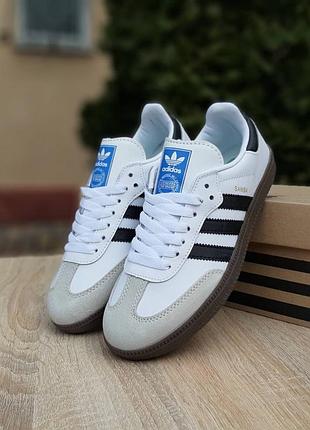 Жіночі якісні та стильні кросівки adidas samba og cloud white core black білі з чорним