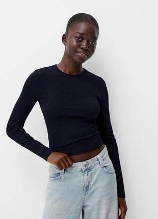 Спортивный лонгслив с длинным рукавом в рубчик