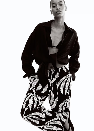 Широкие  хлопковые брюки на завязках h&m