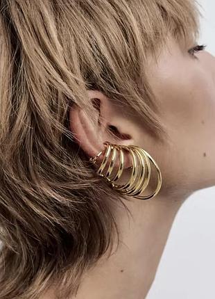 Сережки у стилі zara, mango. золоті. трендові сережки 2025
