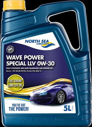 Полностью синтетическое моторное масло mid saps для легковых автомобилей wave power special llv 0w-30 5л