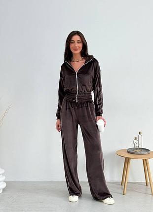 Женский велюровый костюм шоколад очищающий розовый