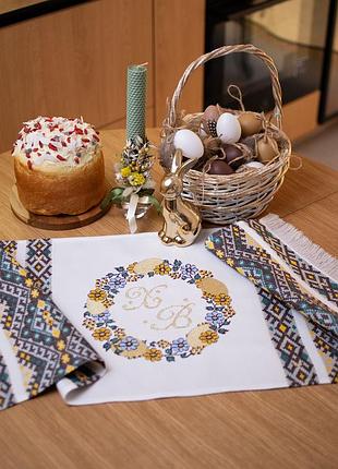 Рушник великодній коричнево-бірюзовий р.0,92х0,37 (104-25/00)