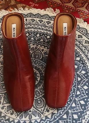 Рыжие женские мули туфли 40-40.5 р. на каблуке.