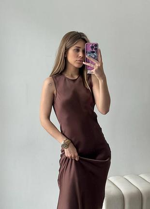 Коричневое длиное платье 2