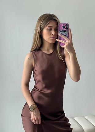 Коричневое длиное платье 4