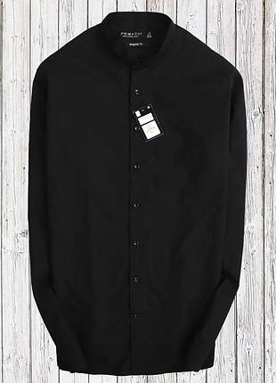 Черная рубашка с воротничком стойка в двух размерах