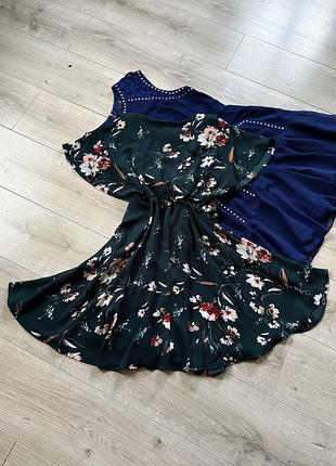 Сукня плаття літнє з підкладкою розмір s m зеленого кольору в квіти