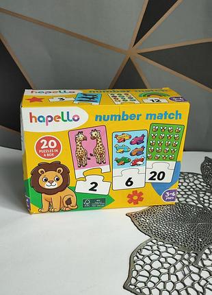 Головоломки hapello number match 20 в коробке 3-6 лет