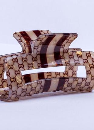 Бежевый крабик для волос, длина 8 см