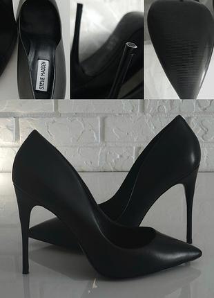 Идеальные матовые черные классические туфли лодочки с острым носом steve madden daisie pumps 41 10 на шпильке каблука оригинал!