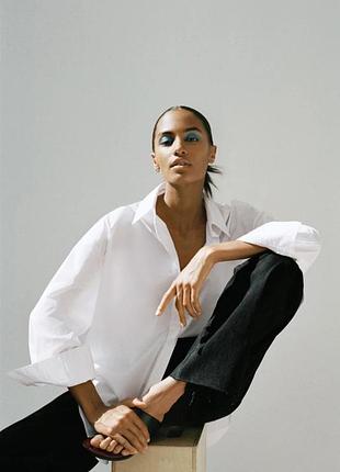 Белая рубашка оверсайз h&m
