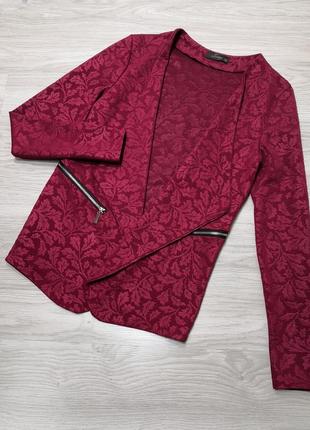 Шикарный бордовый фактурный пиджак4 фото