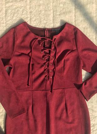 Сукня коротка червона вельвет