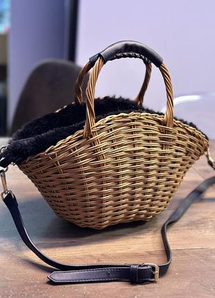 Соломʼяна сумка zara,соломенная сумка с ручками zara