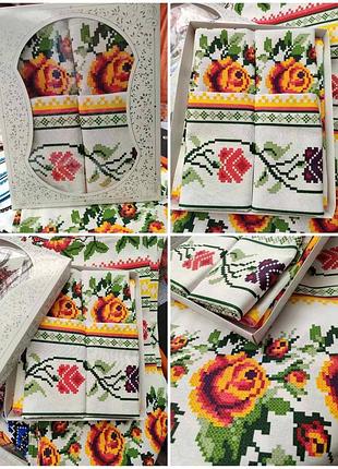 Льняная скатерть с ружьями в двух размерах