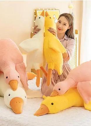 Мягкая игрушка плюшевая гусь 130 см. ігрушка-подушка гусь, антистресс,желтый9 фото