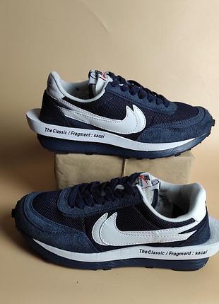 Синие кроссовки nike x sacai vapor waffle р. 40 длина стельки 25 см.