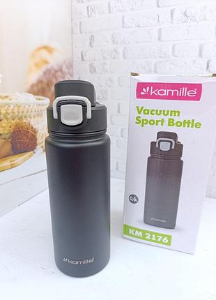 Термобутылка kamille km-2176 из нержавеющей стали 600 мл черный