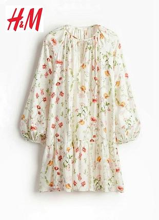 Летнее легкое платье свободного кроя с цветочным принтом h&m 36/s