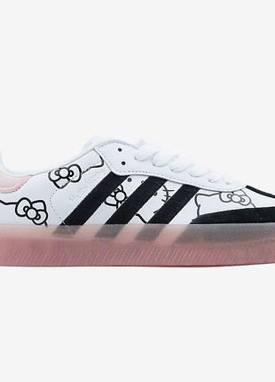 Adidas samba xlg x hello kitty white pink black platform
