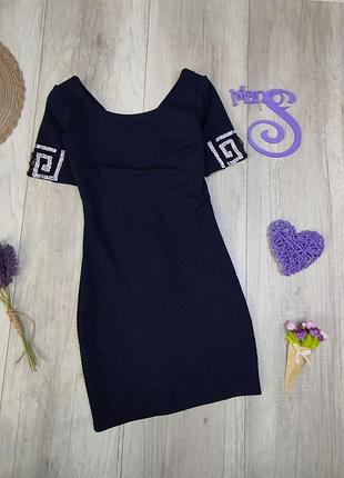 Женское платье vensi с коротким рукавом темно синее размер s