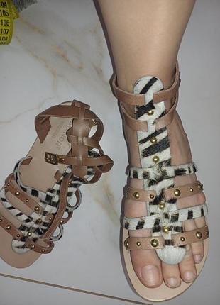 Босоножки кожа мех