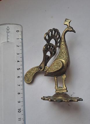 Латунная фигурка павлина винтаж