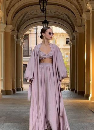 Пижамный костюм-тройка diana (бра+халат+брюки) модель: 30178;