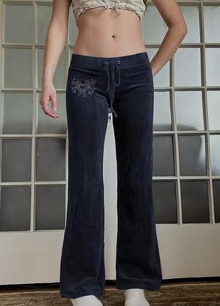 Штани кльош бархатні с принтом y2k