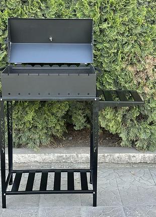 Мангал-барбекю с термометром и разборной дровницей на 9 шампуров 4мм