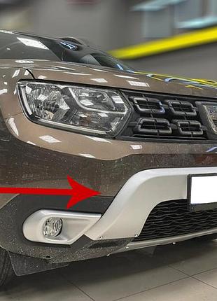 Накладка на передний бампер для duster 2018+ верхняя (abs-пластик,серый) tan24