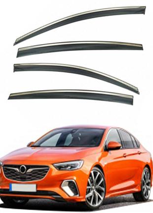 Дефлекторы окон (ветровики) для opel insignia b 2017+ с нерж. хром полоской (hawk)