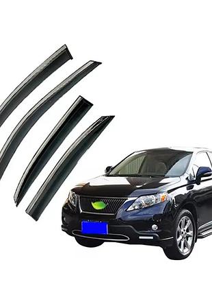 Дефлектори вікон (вітровики) для lexus rx 2010-2015 з нерж. хром полоскою (hawk)