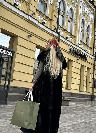 Довжина 135 см ❗️❗️шуба норкова жилет black glama греція р.м-л+