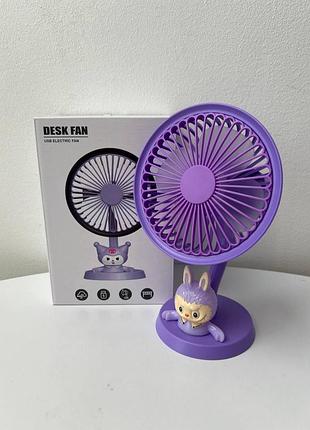 Портативний вентилятор labubu — 3 режими швидкості, заряджання usb
